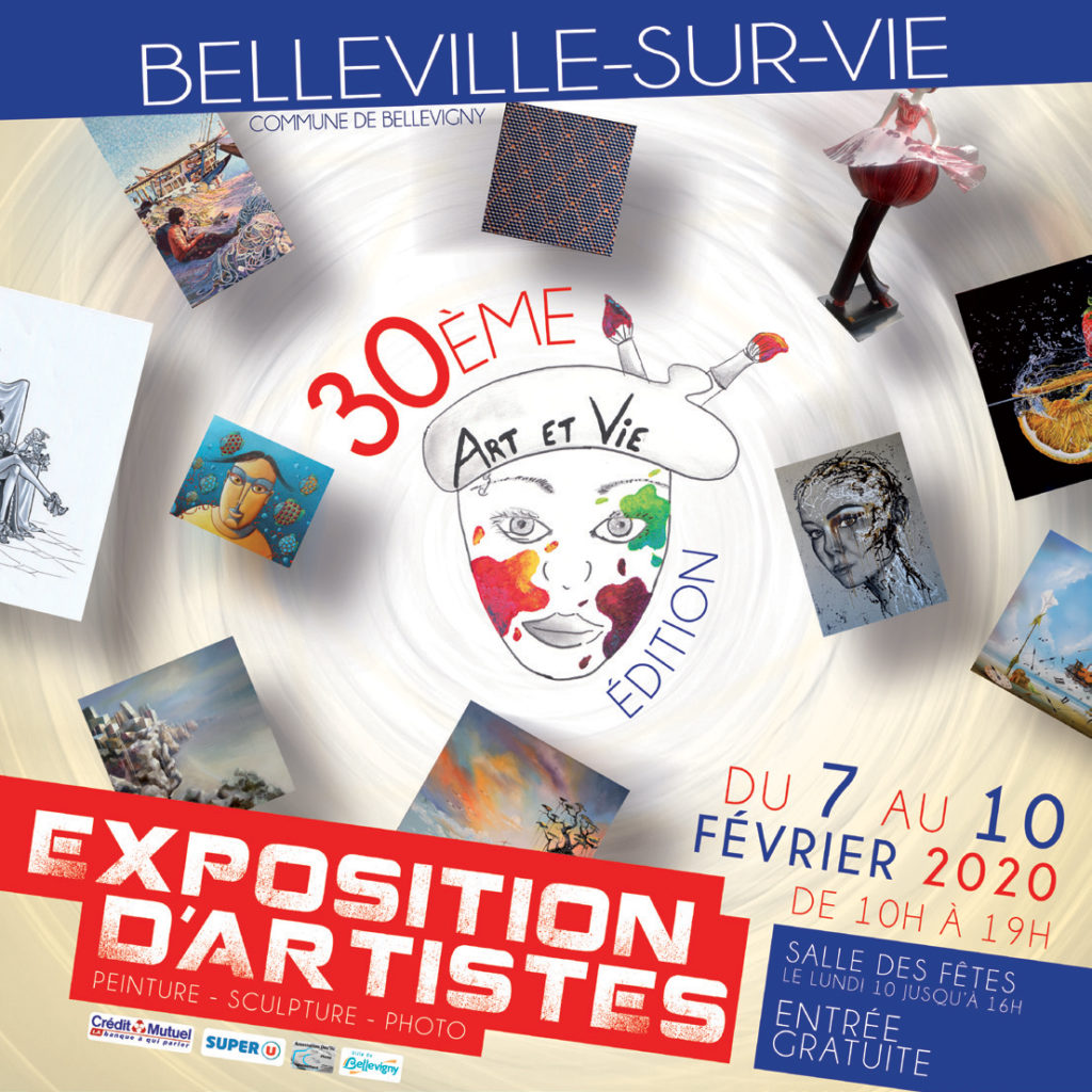 affiche de la 30e edition de l'exposition annuelle d'artistes de Belleville sur Vie 2020